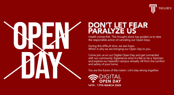 Stay Safe With Taylor’s Digital Open Day This 16 – 17 March 2020